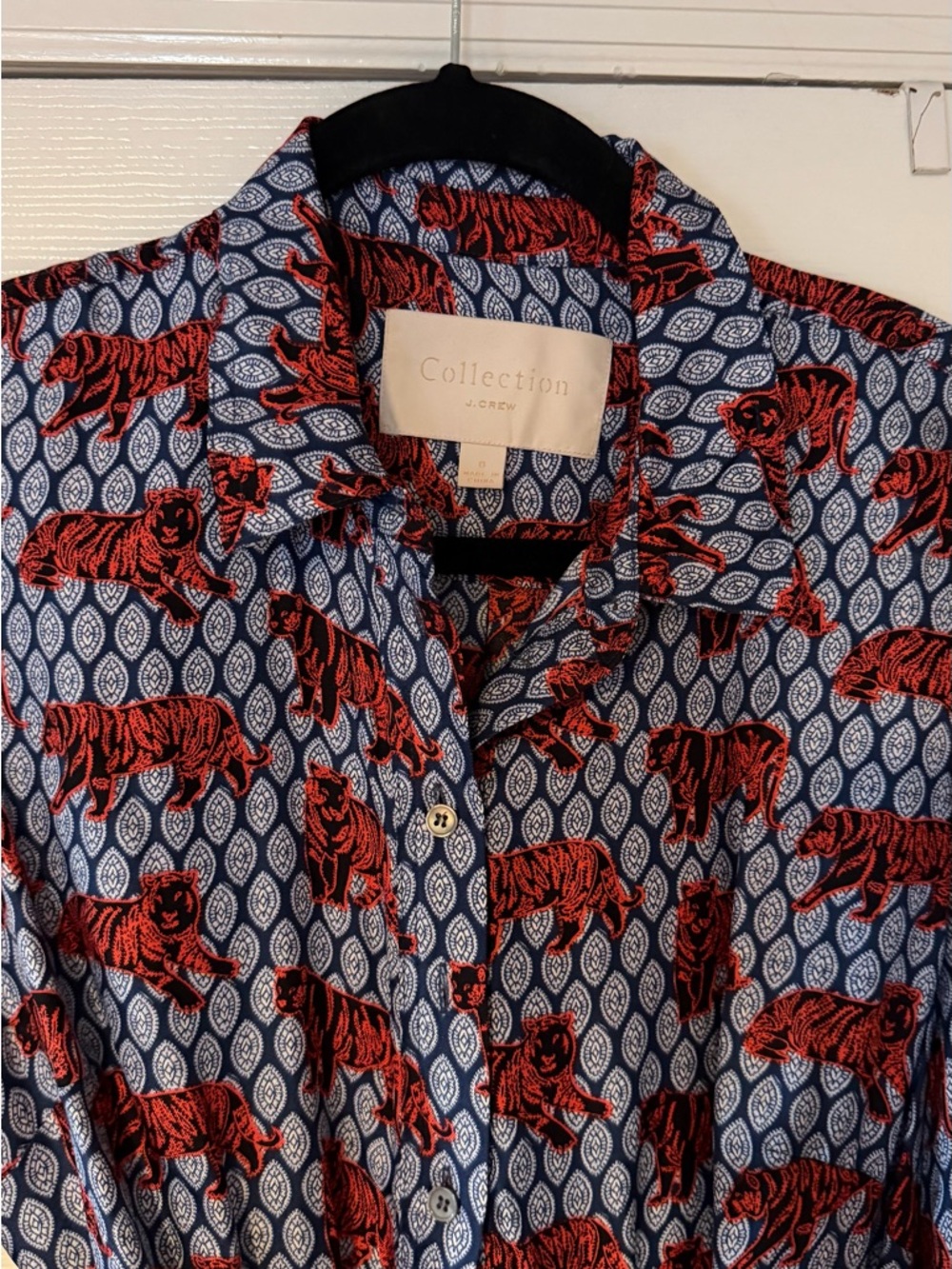 J. Crew Collection silk twill shirt-dress in roaming tiger print - Picture 5 of 6